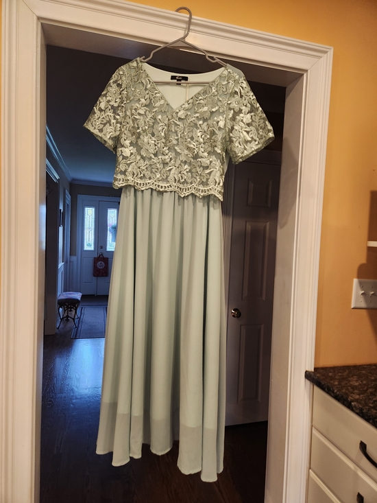 Dresses & Skirts - Elegant Light Mint Lace Overlay Maxi Dress